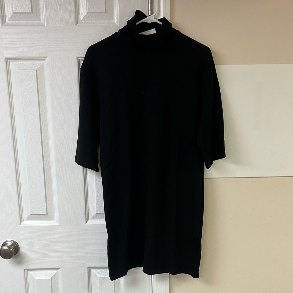 NWT ZARA Turtleneck Oversized Sweatshirt Midi Dress 3/4 Sleeves
